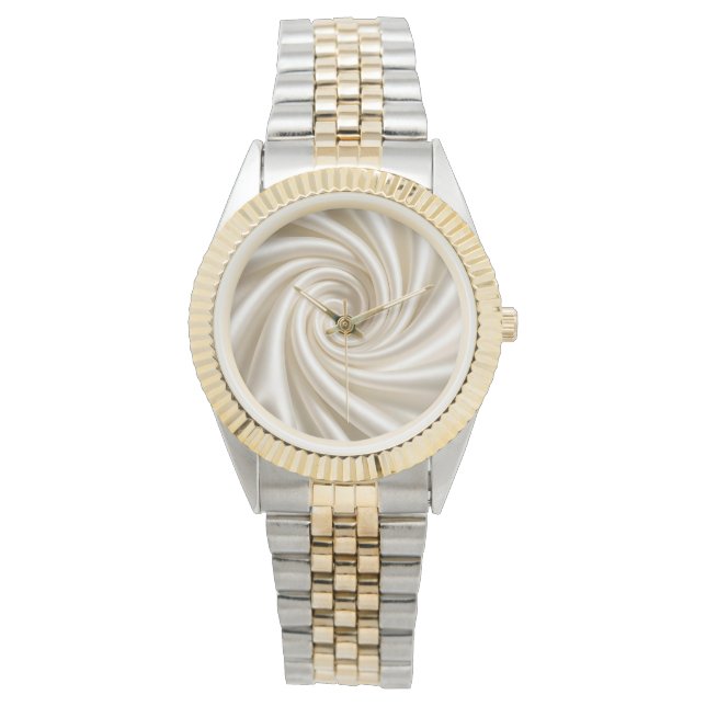 Montre Tissu Satiné Ivoire Tourbillon Abstrait (devant)