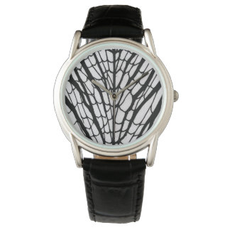 Montre Toile d'araignée noire et blanche, texture de soie
