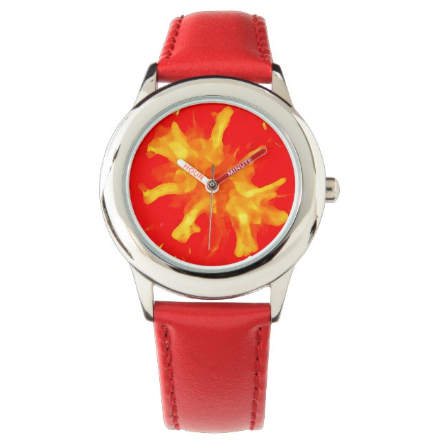 Montre Tomate de pop art rouge flamboyant (devant)