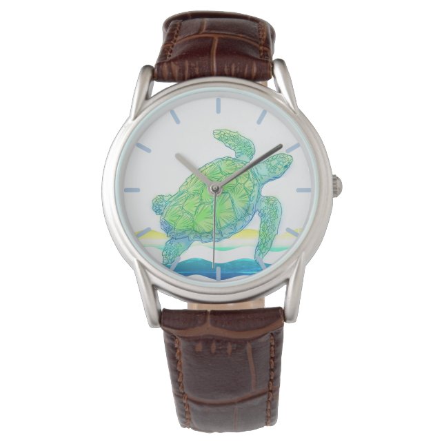 Montre Tortue bleue et verte (devant)