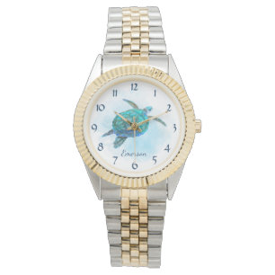 Montre Tortue de mer Aquarelle de l'océan