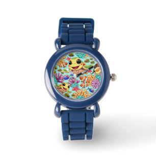 Montre Tortue de mer Bébé heureux et mignonne personnage