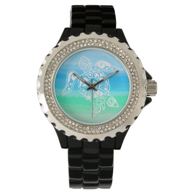 Montre Tortue de mer Eaux océaniques colorées (devant)