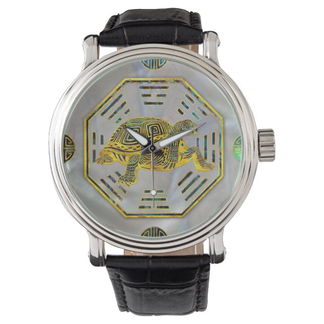 Montre Tortue d'or / Tortue Feng Shui Abalone Shell (devant)
