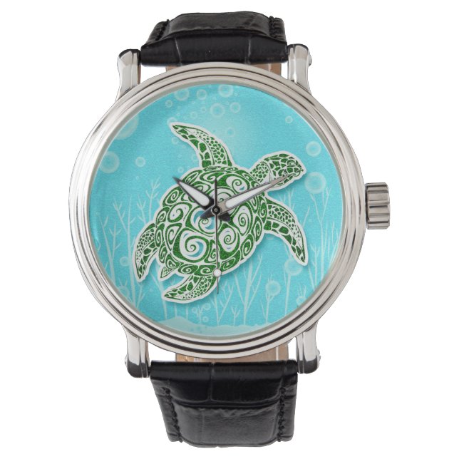 Montre Tortue verte sous l'eau (devant)