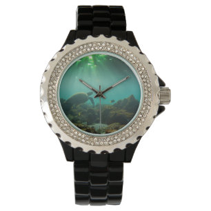 Montre Tortue verte sous l'eau des îles Galapagos