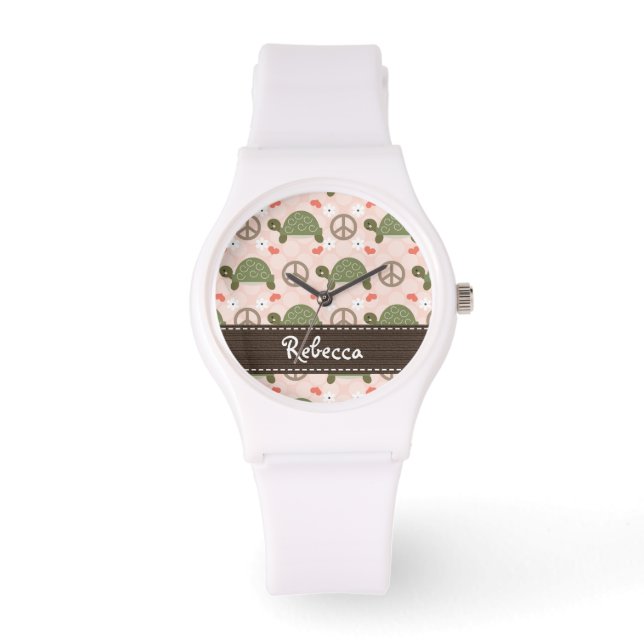 Montre Tortues d'amour personnalisées pour la paix (Recto)