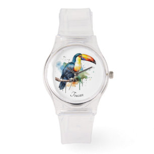 Montre toucan coloré assis sur une branche, personnalisab