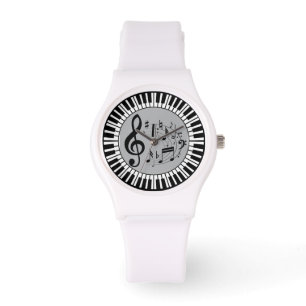 Montre Touches De Piano Circulaire Et Notes De Musique
