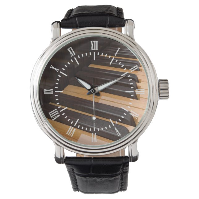 Montre Touches de piano en bois (devant)