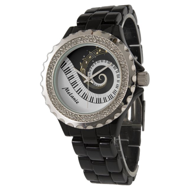 Montre Touches de piano personnalisables et notes de musi (Incliné)