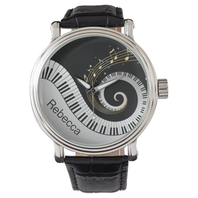 Montre Touches de piano personnalisées et notes de musiqu (devant)