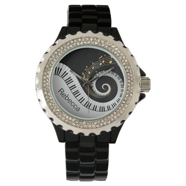 Montre Touches de piano personnalisées et notes de musiqu (devant)