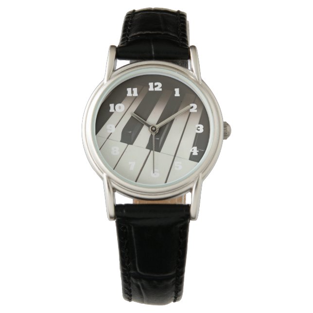 Montre Touches de piano - Photographie noir et blanc élég (devant)