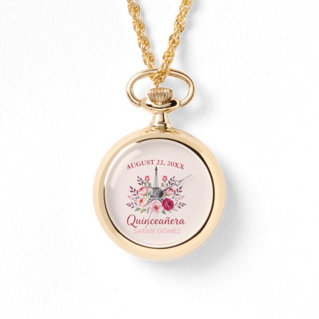 Montre tour eiffel fleurie quinceanera (Recto)