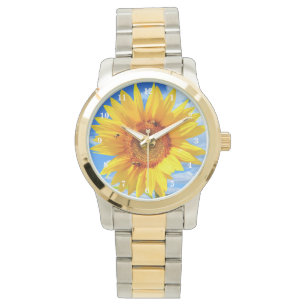 Montre Tournesol jaune et abeilles sur le ciel bleu - Jou