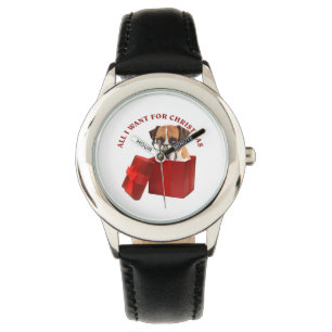 Montre Tout ce que je veux Noël boîte avec lunettes chien
