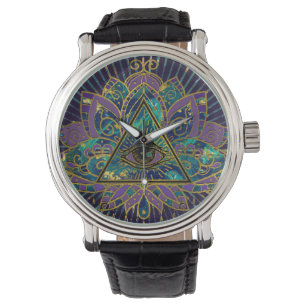 Montre Tout l'oeil mystique voyant en fleur de Lotus