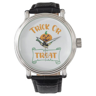 Montre Tracer ou traiter les os croisés Halloween visage 