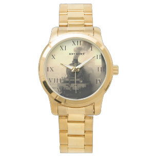 Montre Train de locomotive vintage anniversaire noir voya