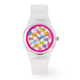 Montre transparente abstraite colorée pour femmes