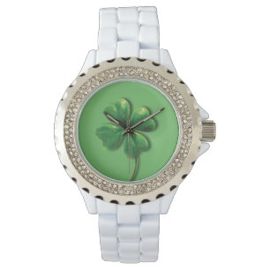 Montre Trèfle irlandais vert moderne