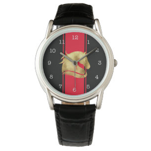 Montre Trendy Red Racing Stripes Gold Horse