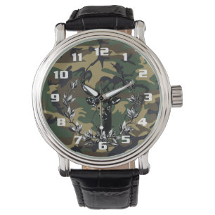 Montre Très Cool Deer Sur Motif Camo Woodland