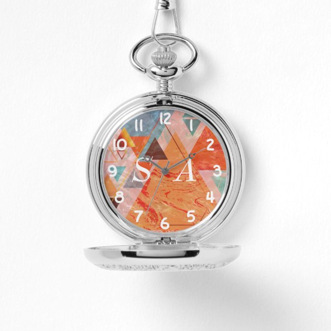 Montre Triangles abstrait motif de bloc de couleur géomét (Recto)