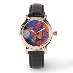 Montre Triangles dans des cellules de couleur métallique 