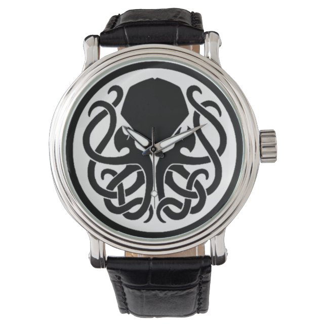 Montre Tribal Cthulhu Cuir Vintage noir (devant)
