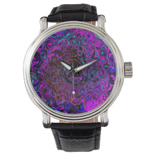 Montre Trippy Black et Magenta Retro Liquid Swirl