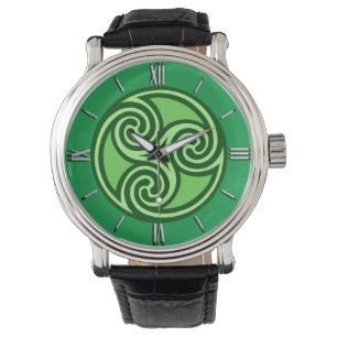 Montre Triskele celtique, citron vert et émeraude