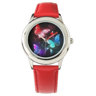 Montre Trois papillons brillants sur l'arrière - plan de 