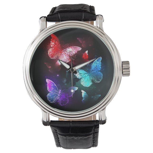 Montre Trois papillons brillants sur l'arrière - plan de  (devant)