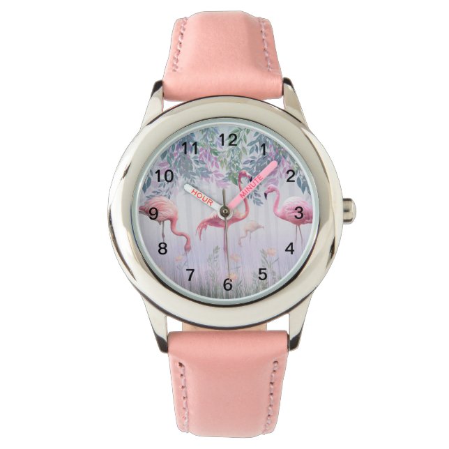 Montre Tropcal Cute Family Pink Flamingos (devant)