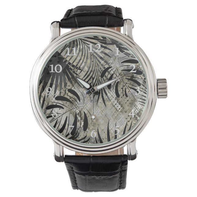 Montre Tropical, Botanique, peau de serpent, feuilles, pa (devant)