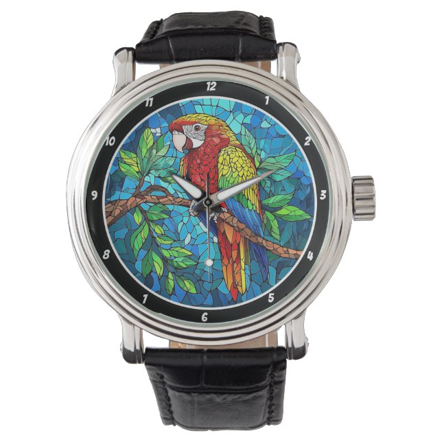 Montre Tropical Radiance" - Stained Glass Macaw (devant)