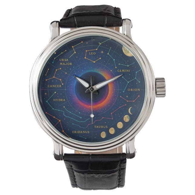 Montre Trou Noir Cosmique & Constellations Art - Céleste (devant)