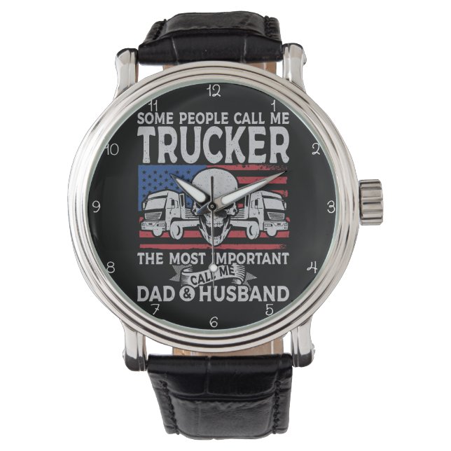 Montre Trucker, Dad, Husband, American Skull (devant)
