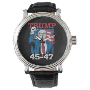 Montre Trump 45 47 Vintage Retro USA American Drapeau