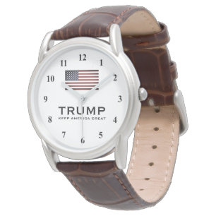 Montre Trump en cuir Brown Keep America Great