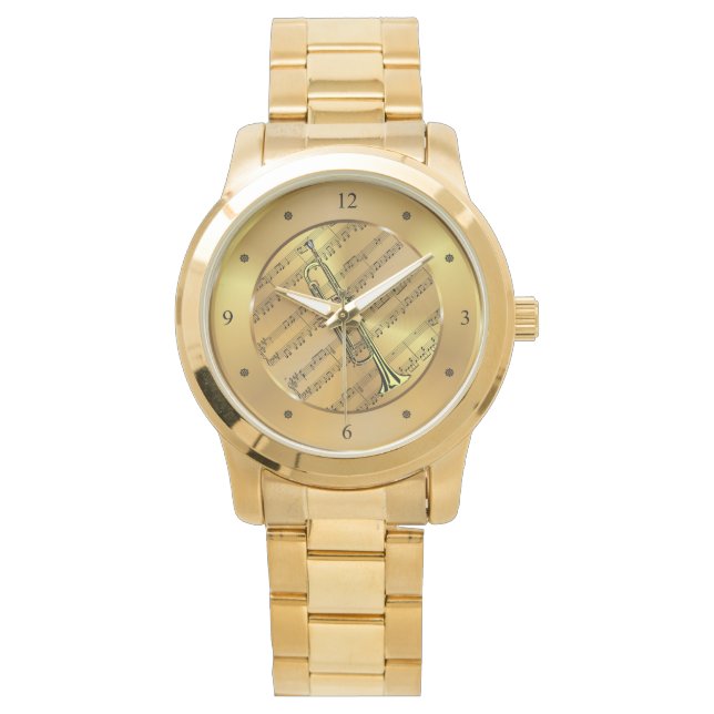Montre Trumpet ~ Partition Partielle ~ Arrière - plan Or  (devant)