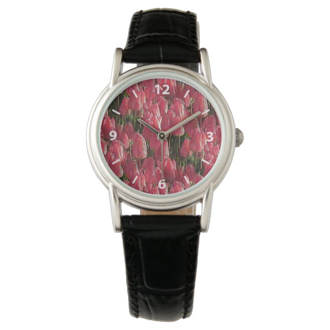 Montre Tulipes roses florales (devant)