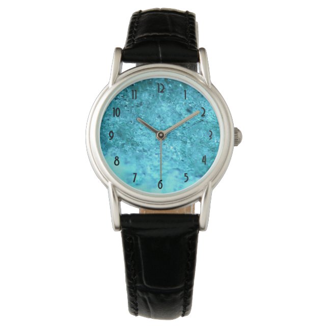 Montre Turquoise Bleu Abstrait Texture (devant)