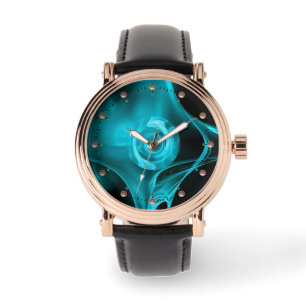 MONTRE TURQUOISE BLEU TURQUOISE FRACTAL ROSE