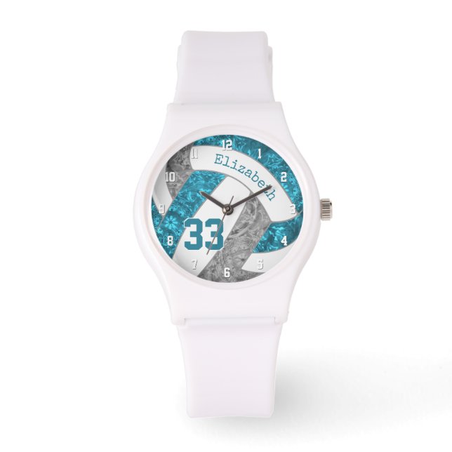 Montre turquoise gris sportif filles volley-ball personna (Recto)