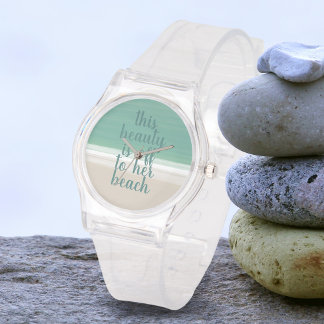 Montre Turquoise moderne Ocean Beach Citation personnalis