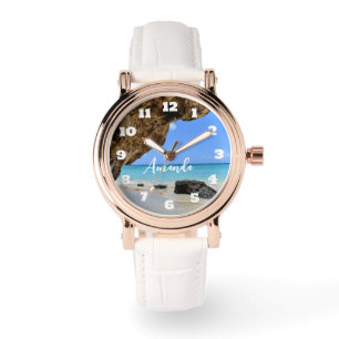 Montre Turquoise Tropical Beach avec un Big Rock