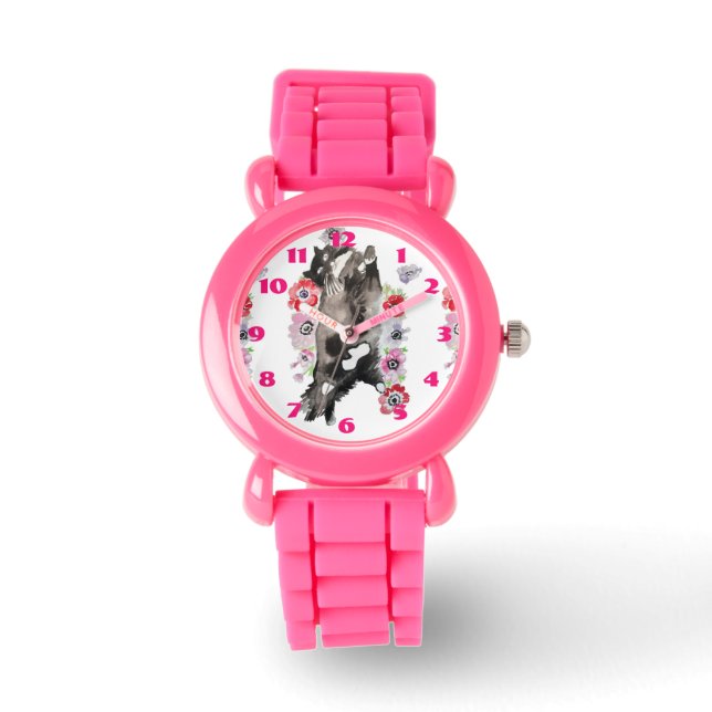 Montre Tuxedo Chat Chats Art Animal Enfants Rose Sparkly  (Recto)